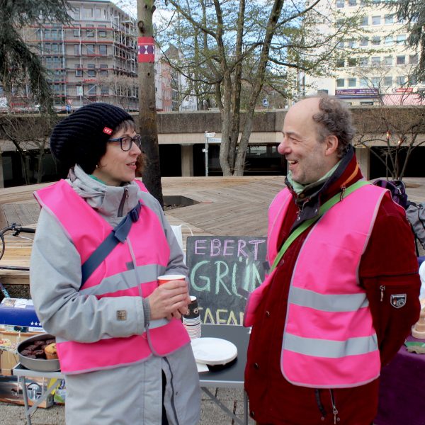 Intervention "Lebendige - Gesellschaft",Ebertplatz, März 2019, Foto: Helle Habenicht